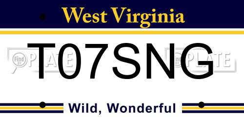 T07SNG West Virginia License Plate