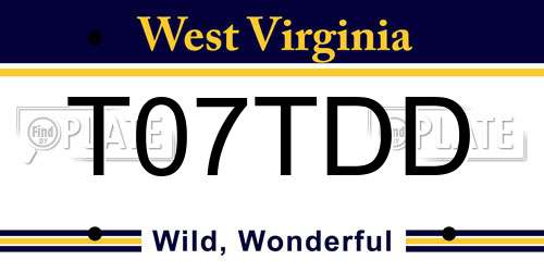 T07TDD West Virginia License Plate