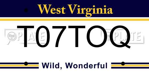 T07TOQ West Virginia License Plate