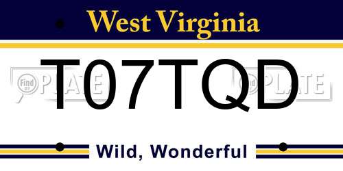 T07TQD West Virginia License Plate