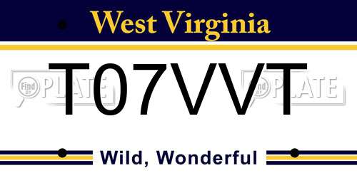 T07VVT West Virginia License Plate