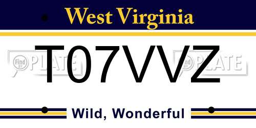 T07VVZ West Virginia License Plate