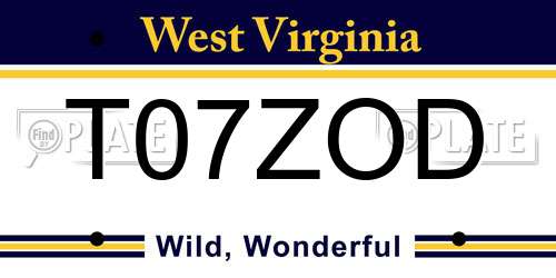 T07ZOD West Virginia License Plate