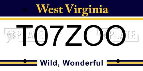 T07ZOO West Virginia License Plate