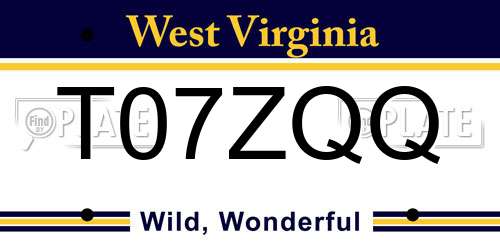 T07ZQQ West Virginia License Plate