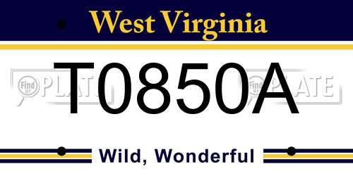 T0850A West Virginia License Plate