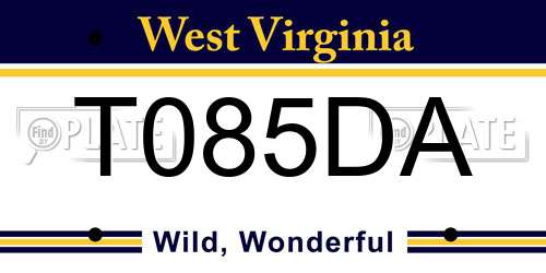 T085DA West Virginia License Plate