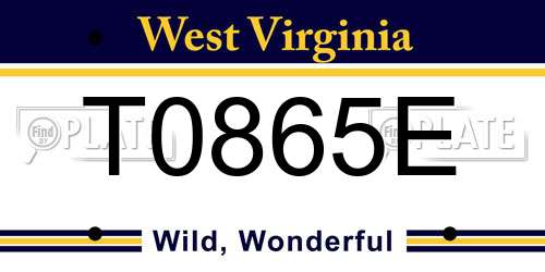 T0865E West Virginia License Plate