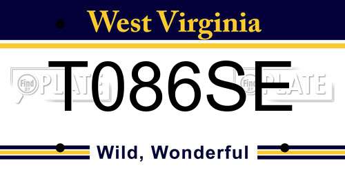T086SE West Virginia License Plate
