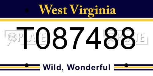 T087488 West Virginia License Plate