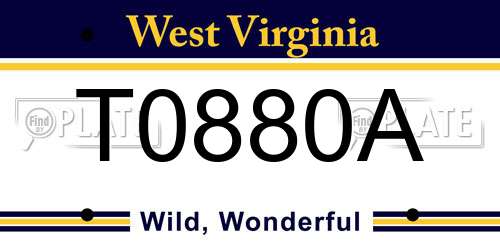 T0880A West Virginia License Plate
