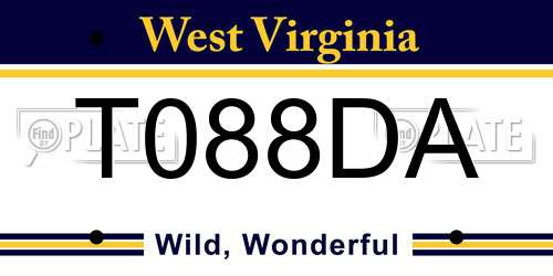 T088DA West Virginia License Plate