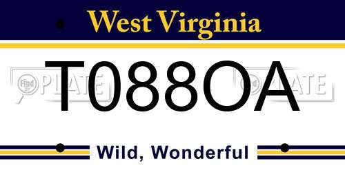 T088OA West Virginia License Plate