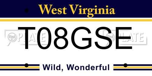 T08GSE West Virginia License Plate