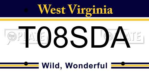 T08SDA West Virginia License Plate