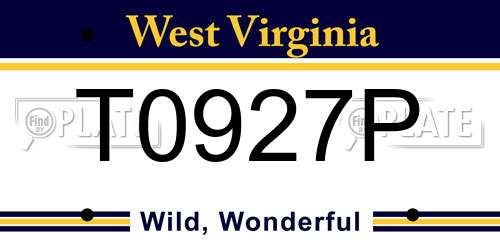 T0927P West Virginia License Plate