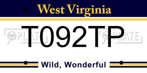 T092TP West Virginia License Plate