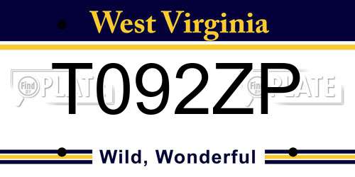 T092ZP West Virginia License Plate