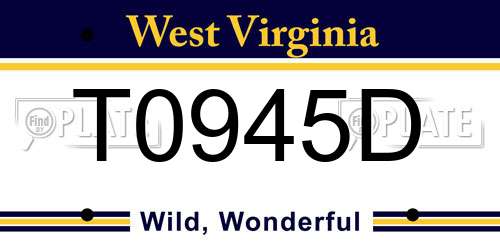 T0945D West Virginia License Plate