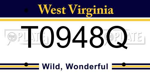 T0948Q West Virginia License Plate