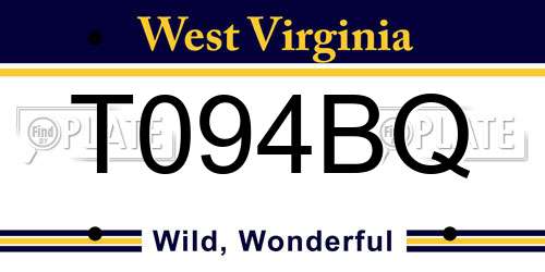 T094BQ West Virginia License Plate
