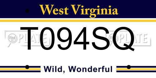 T094SQ West Virginia License Plate