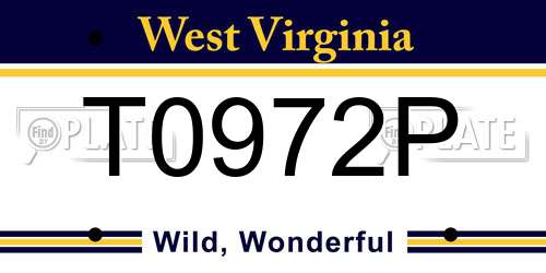 T0972P West Virginia License Plate