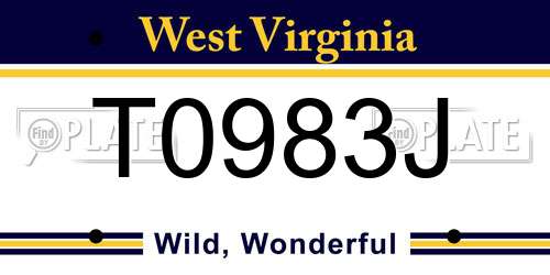 T0983J West Virginia License Plate