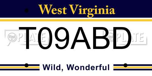 T09ABD West Virginia License Plate