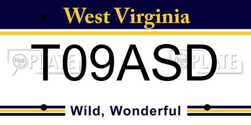T09ASD West Virginia License Plate