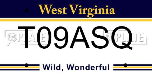 T09ASQ West Virginia License Plate
