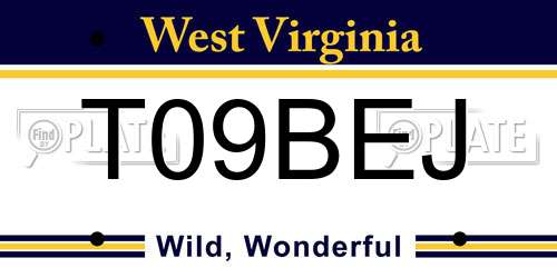 T09BEJ West Virginia License Plate