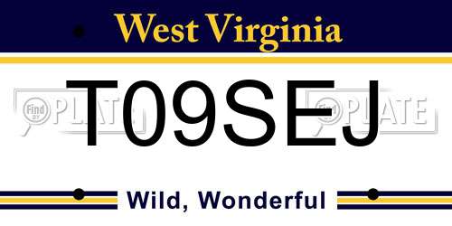 T09SEJ West Virginia License Plate