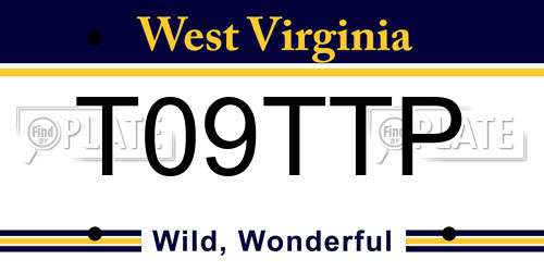 T09TTP West Virginia License Plate