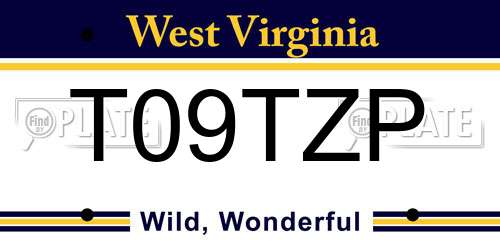 T09TZP West Virginia License Plate