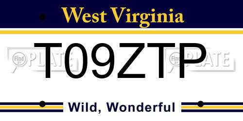 T09ZTP West Virginia License Plate