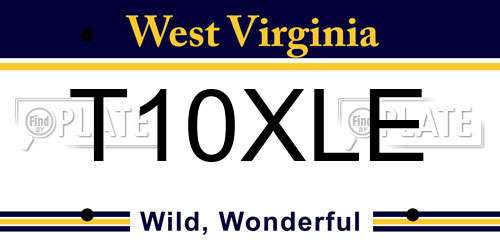 T10XLE West Virginia License Plate