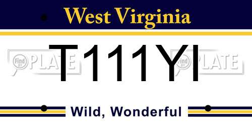 T111YI West Virginia License Plate