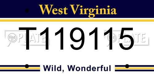 T119115 West Virginia License Plate