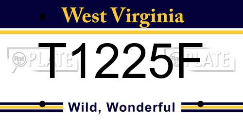 T1225F West Virginia License Plate