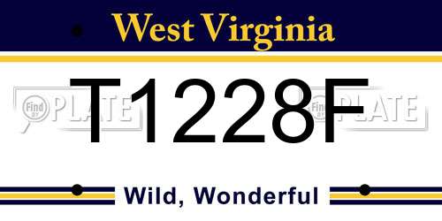 T1228F West Virginia License Plate