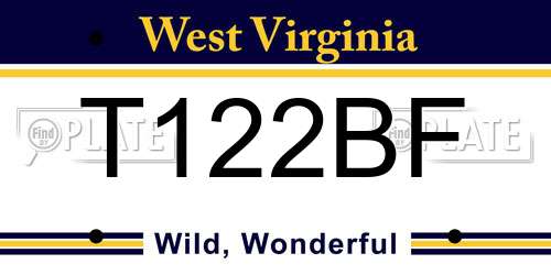 T122BF West Virginia License Plate