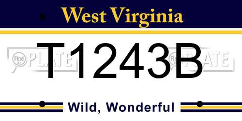 T1243B West Virginia License Plate