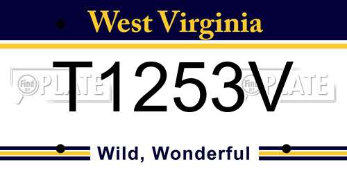 T1253V West Virginia License Plate