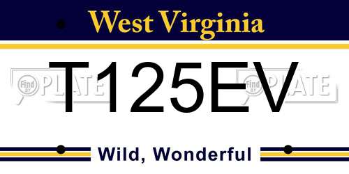 T125EV West Virginia License Plate
