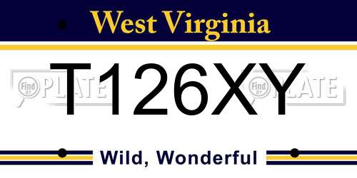 T126XY West Virginia License Plate