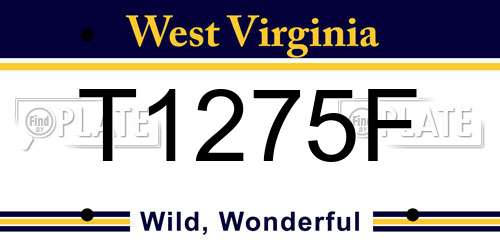 T1275F West Virginia License Plate