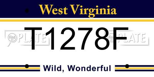 T1278F West Virginia License Plate
