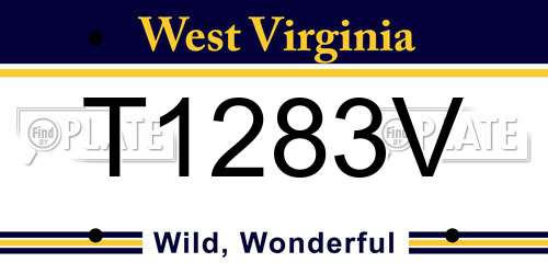 T1283V West Virginia License Plate
