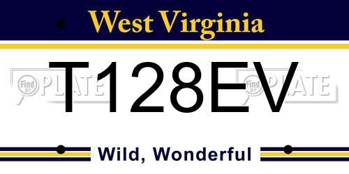 T128EV West Virginia License Plate